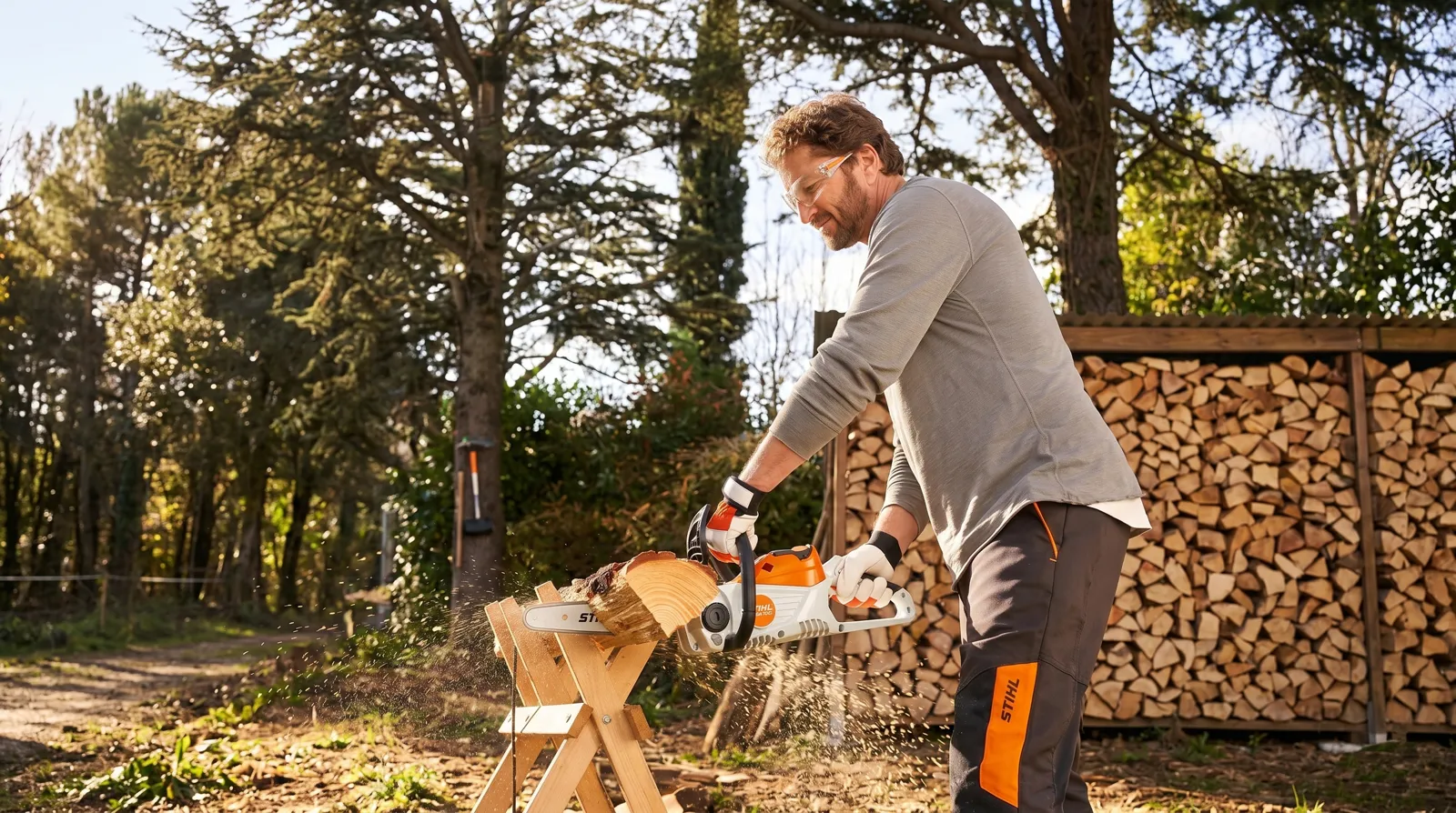 Corte com motosserra STIHL em campo
